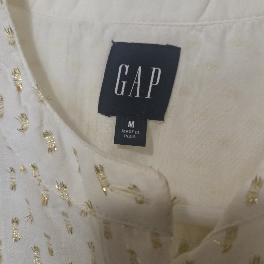 💚GAP Cream Blouse with Gold Foil Dot Accents - Picture 5 of 8